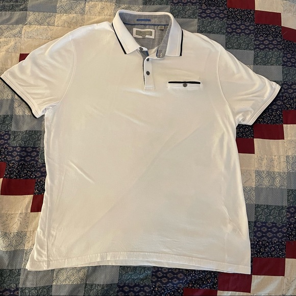 TED BAKER London White Derry Flat Knit Polo Shirt - Picture 4 of 6
